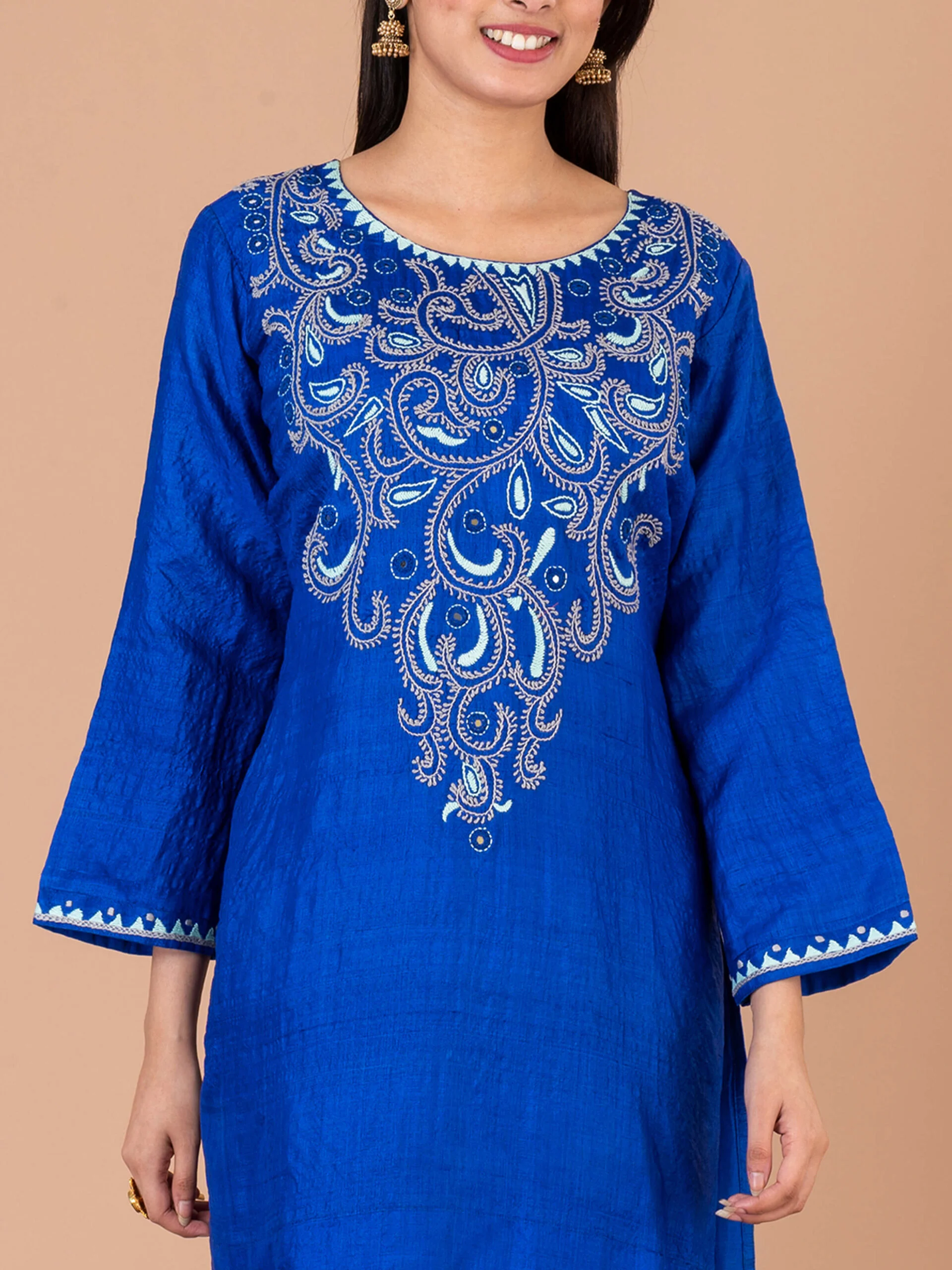 1_0001s_0003_DSC00345-copy-scaled-1.jpg Jalpaibon Women’s Tassar Embroidered Round Neck Long Kurta (Blue)