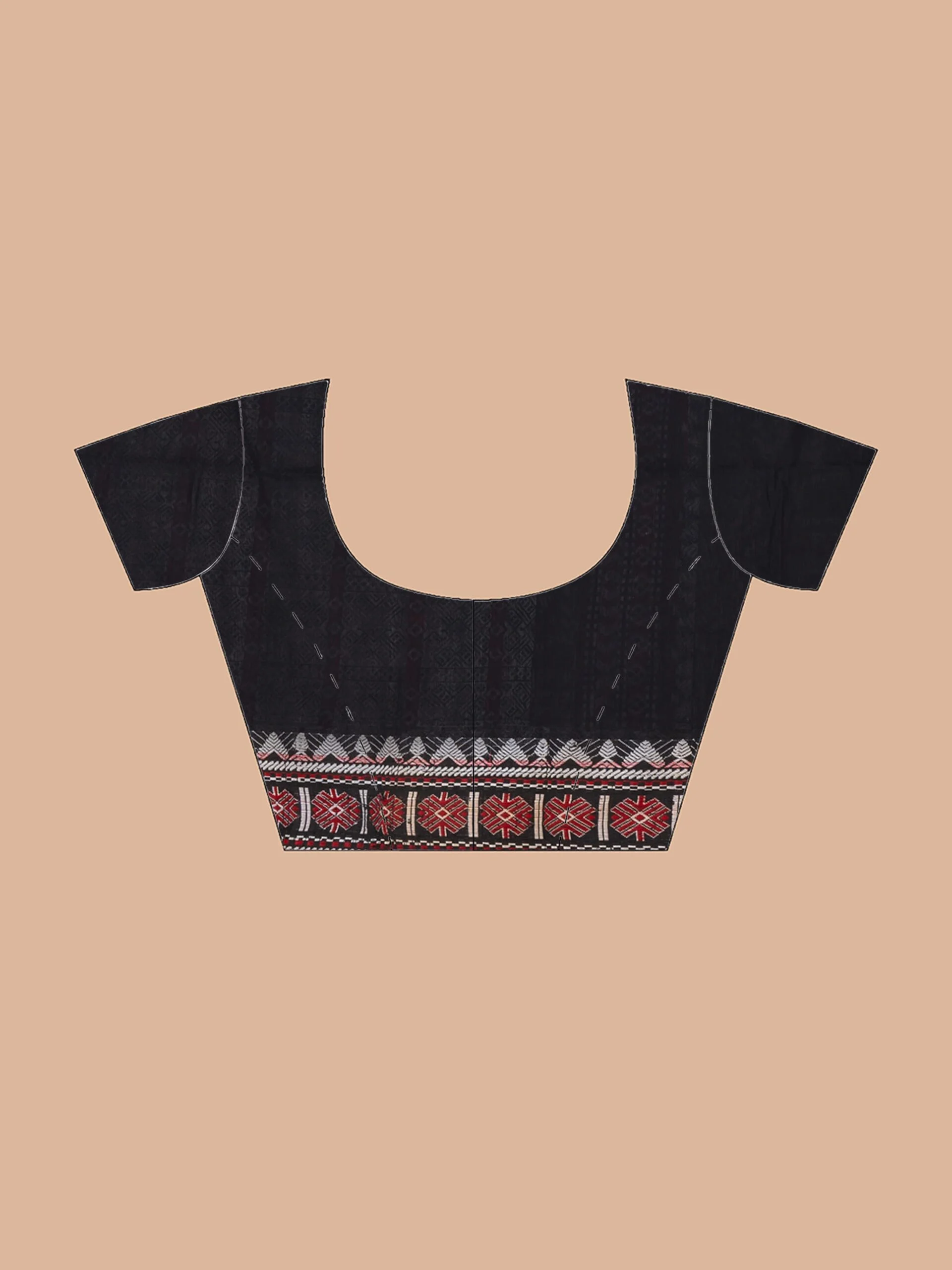 Jalpaibon Woven Bordered Handloom Pure Cotton Saree (Black)