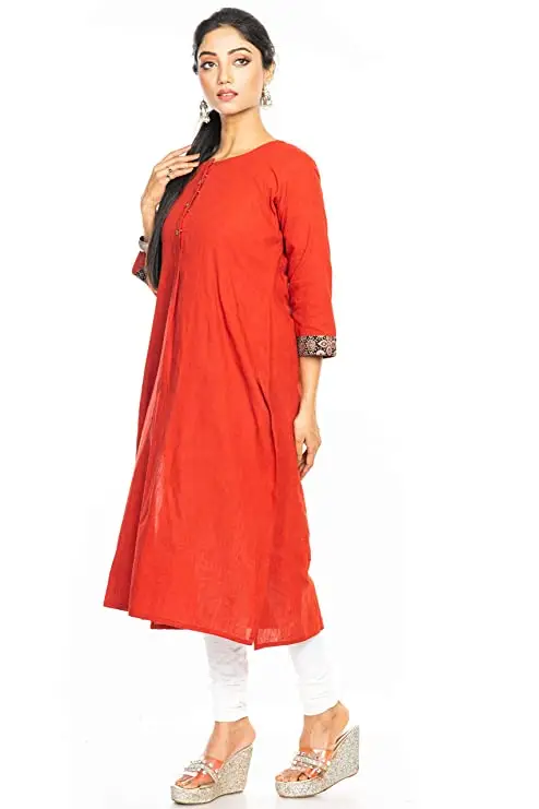 71Dyke4Aw1L._UY741_.jpg Jalpaibon Women’s Cotton Round Neck Long Kurta