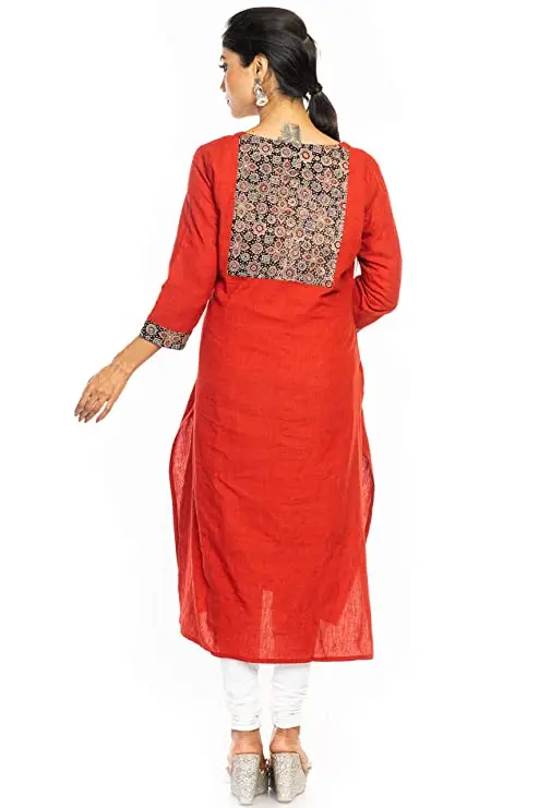 81VePHJhvML._UY741_.jpg Jalpaibon Women’s Cotton Round Neck Long Kurta