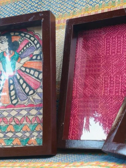 JALPAIBON Decorative Handcrafted Wooden Tray with Traditional Block Print Fabric Design