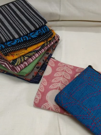 JALPAIBON Handcrafted Cotton Flat Pouch – Ethnic Print Multipurpose Organizer Bag