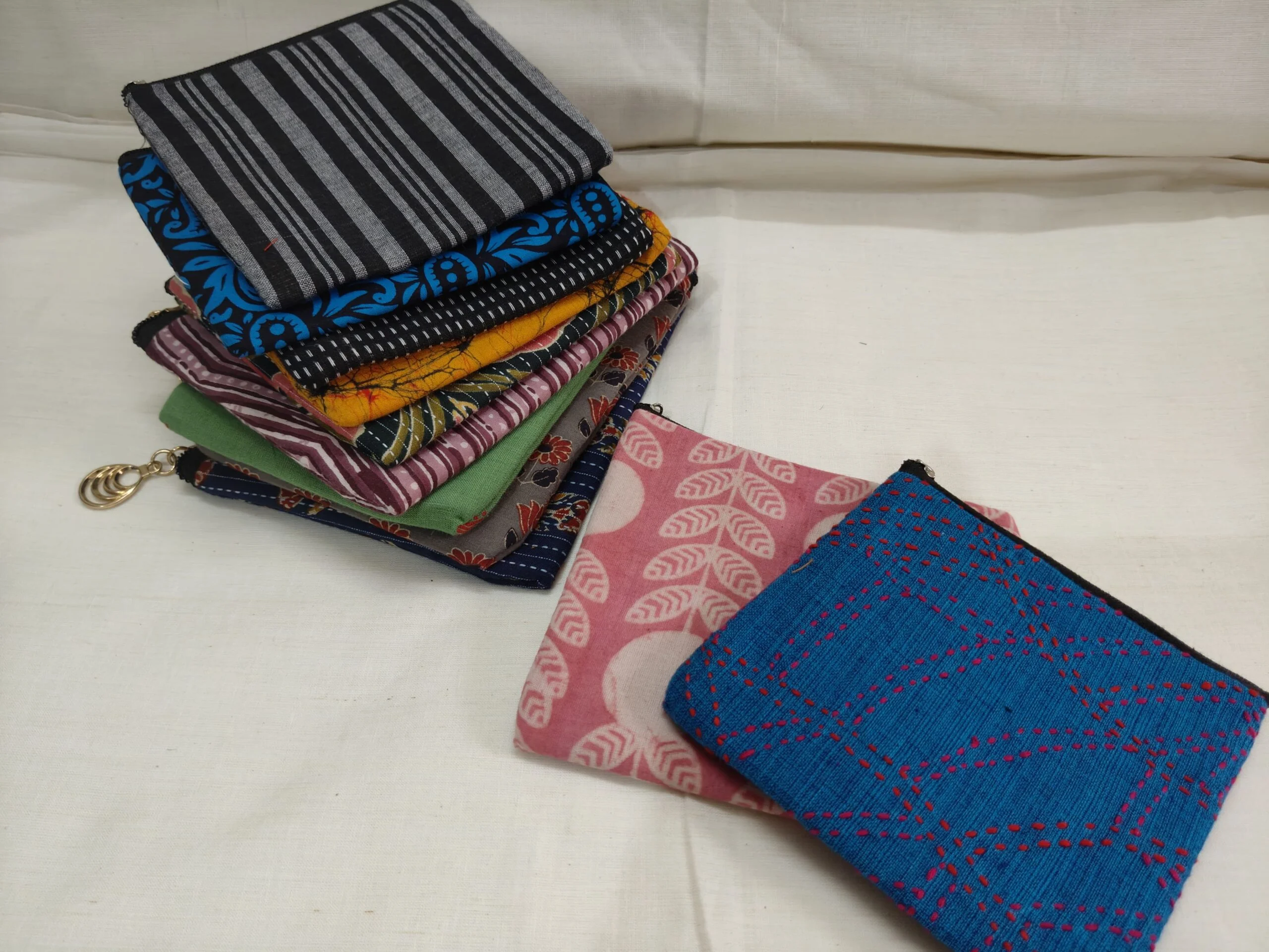 JALPAIBON Handcrafted Cotton Flat Pouch – Ethnic Print Multipurpose Organizer Bag