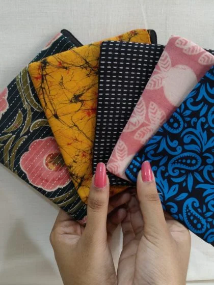 JALPAIBON Handcrafted Cotton Flat Pouch – Ethnic Print Multipurpose Organizer Bag