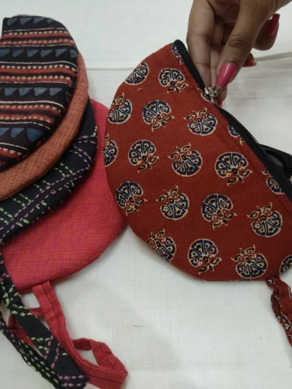 JALPAIBON Handcrafted Versatile Cotton Fabric Half-Moon Storage Pouch