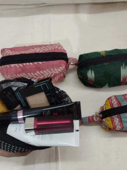 JALPAIBON Handmade Fabric Small Stationery Pouch – Multipurpose Organizer Bag