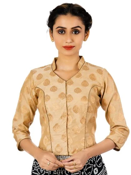 JALPAIBON Collar Neck Women Blouse in Beige