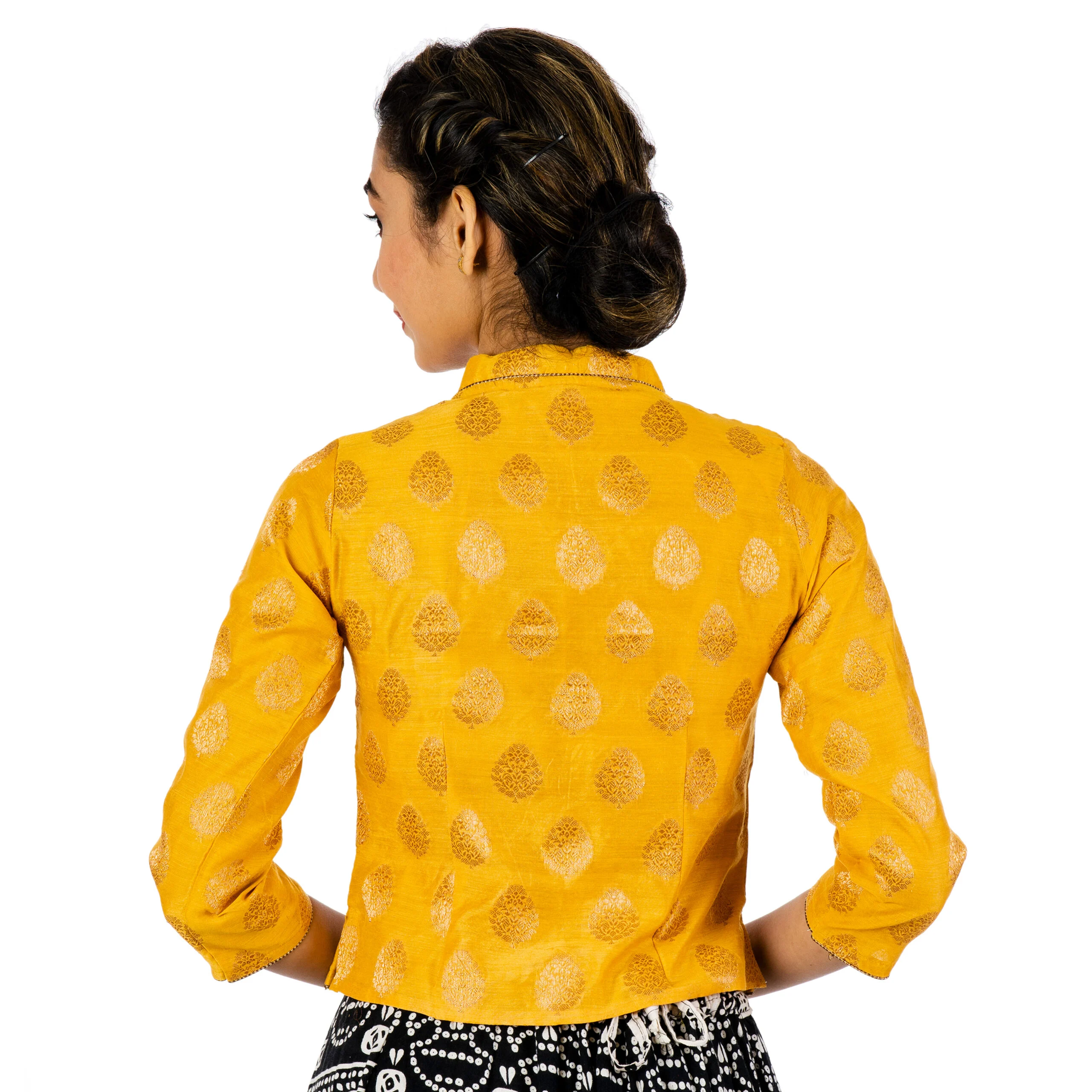 JALPBL-0006_2-scaled-1.jpg JALPAIBON Collar Neck Yellow Chanderi Women’s Long Saree Blouse