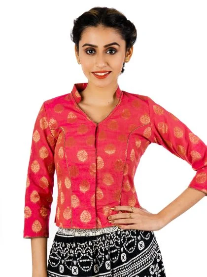 JALPAIBON Collar Neck Women Blouse in Pink