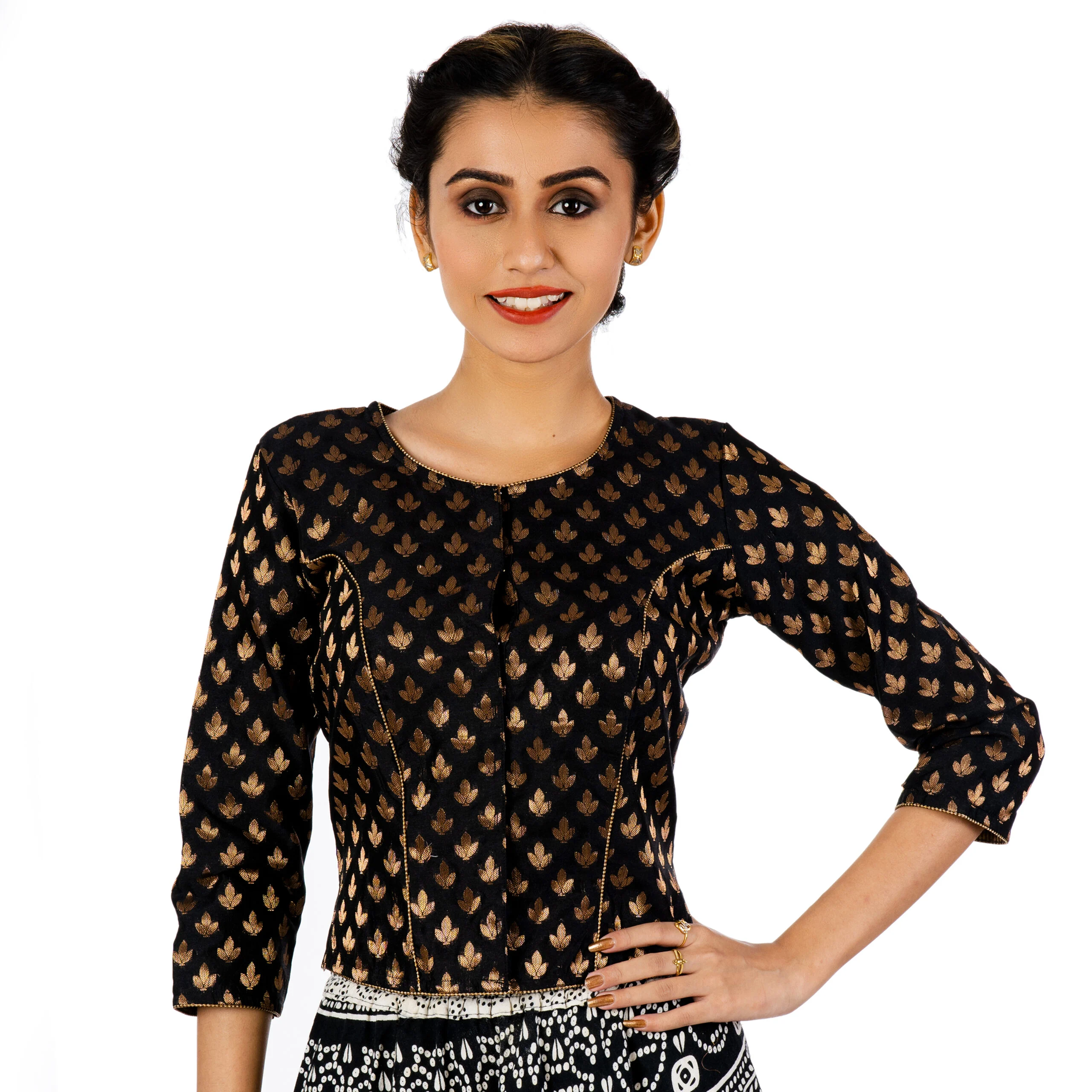 JALPAIBON Round Neck Women Blouse in Black