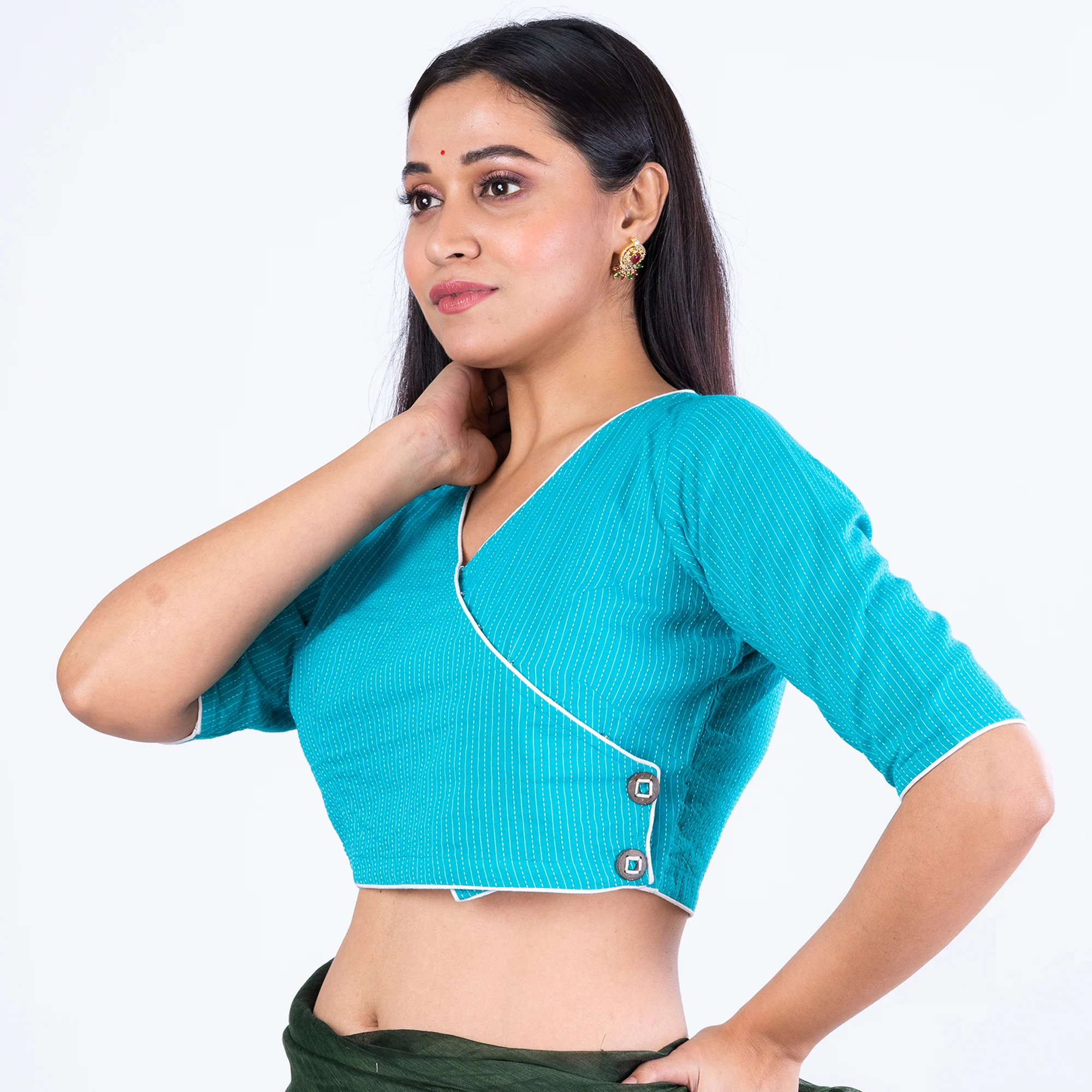 JALPBL-21-58_1.jpg JALPAIBON V Neck Woven Cotton Women Blouse in Blue