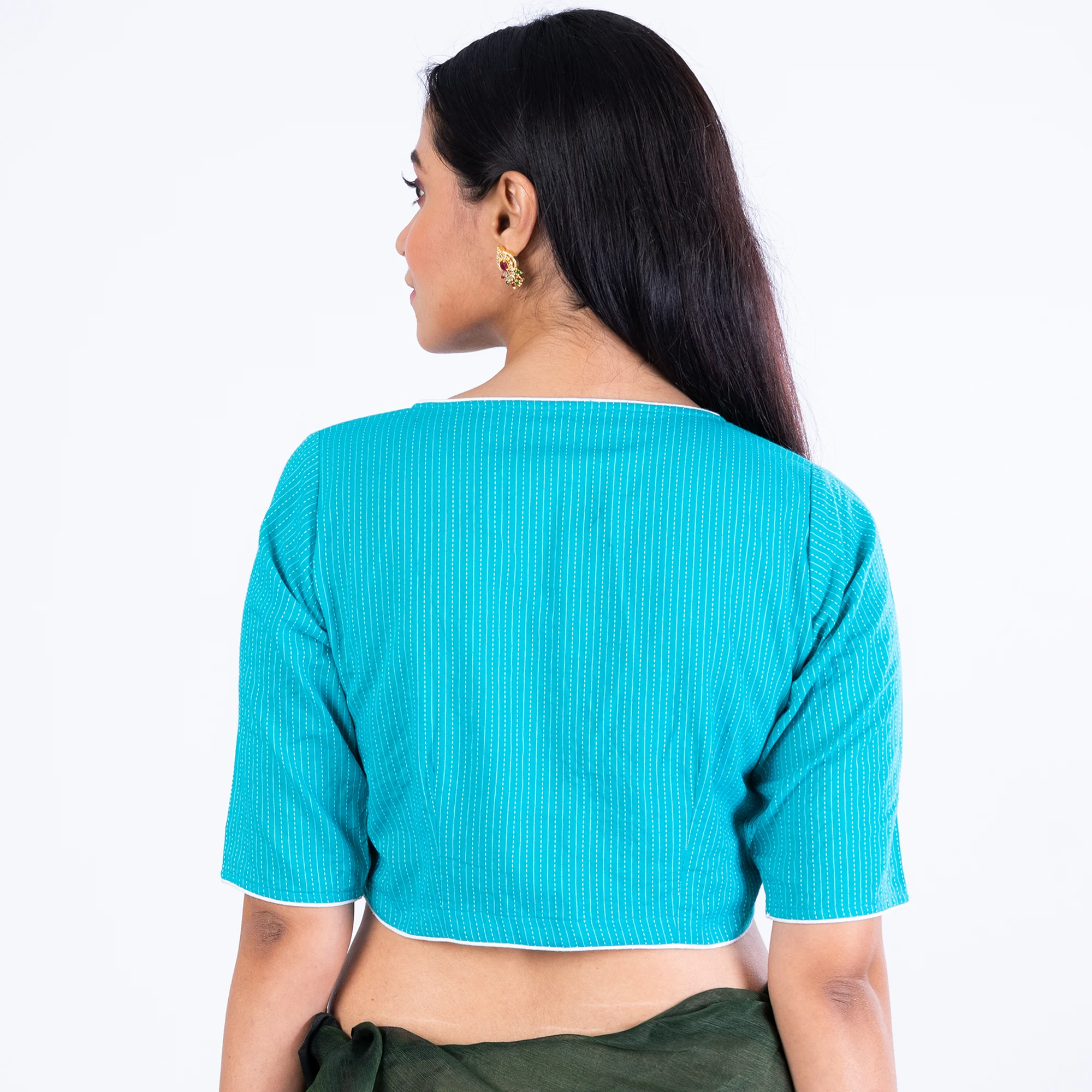 JALPBL-21-58_3.jpg JALPAIBON V Neck Woven Cotton Women Blouse in Blue