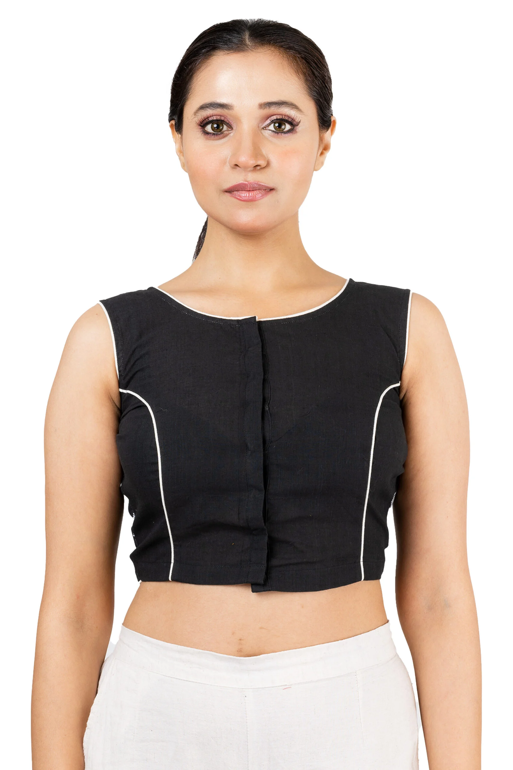 JALPAIBON Round Neck Sleeveless Cotton Women's Saree Blouse