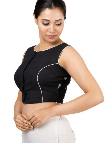 JALPAIBON Round Neck Sleeveless Cotton Women’s Saree Blouse