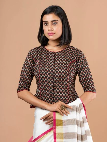 JALPAIBON Round Neck Women Blouse In Black