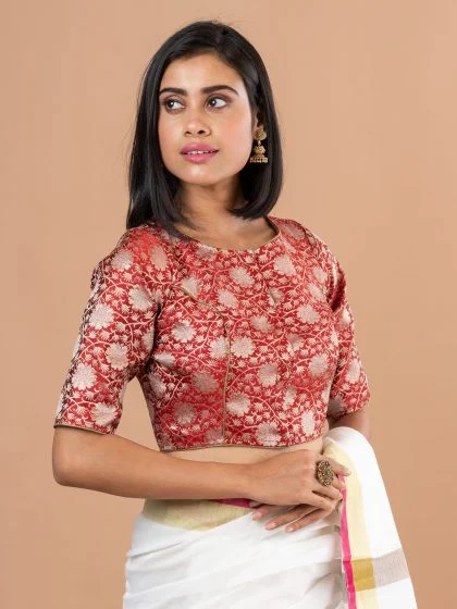 JALPAIBON Round Neck Women Blouse in Red