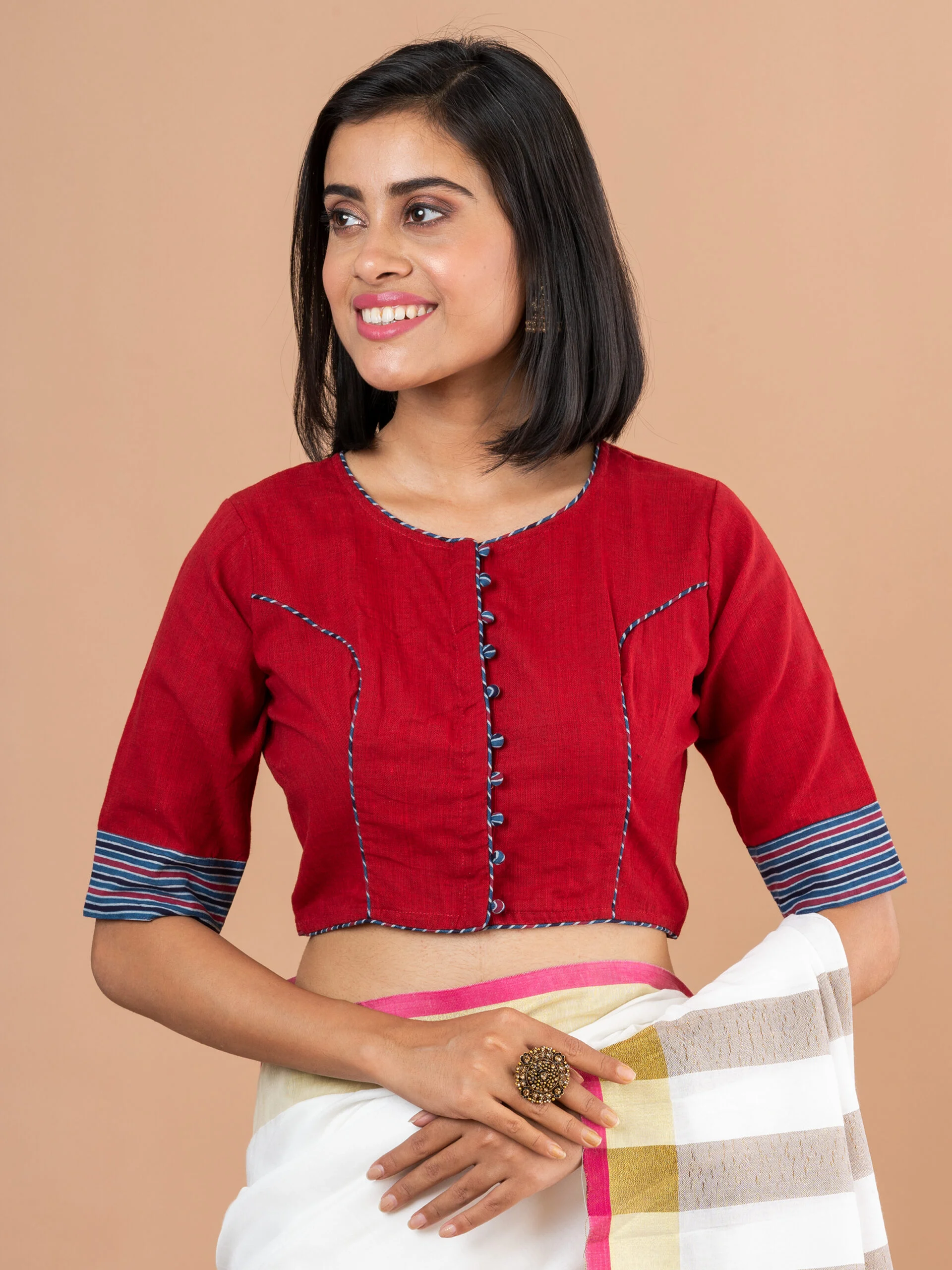 JALPAIBON Round Neck Women Blouse In Red