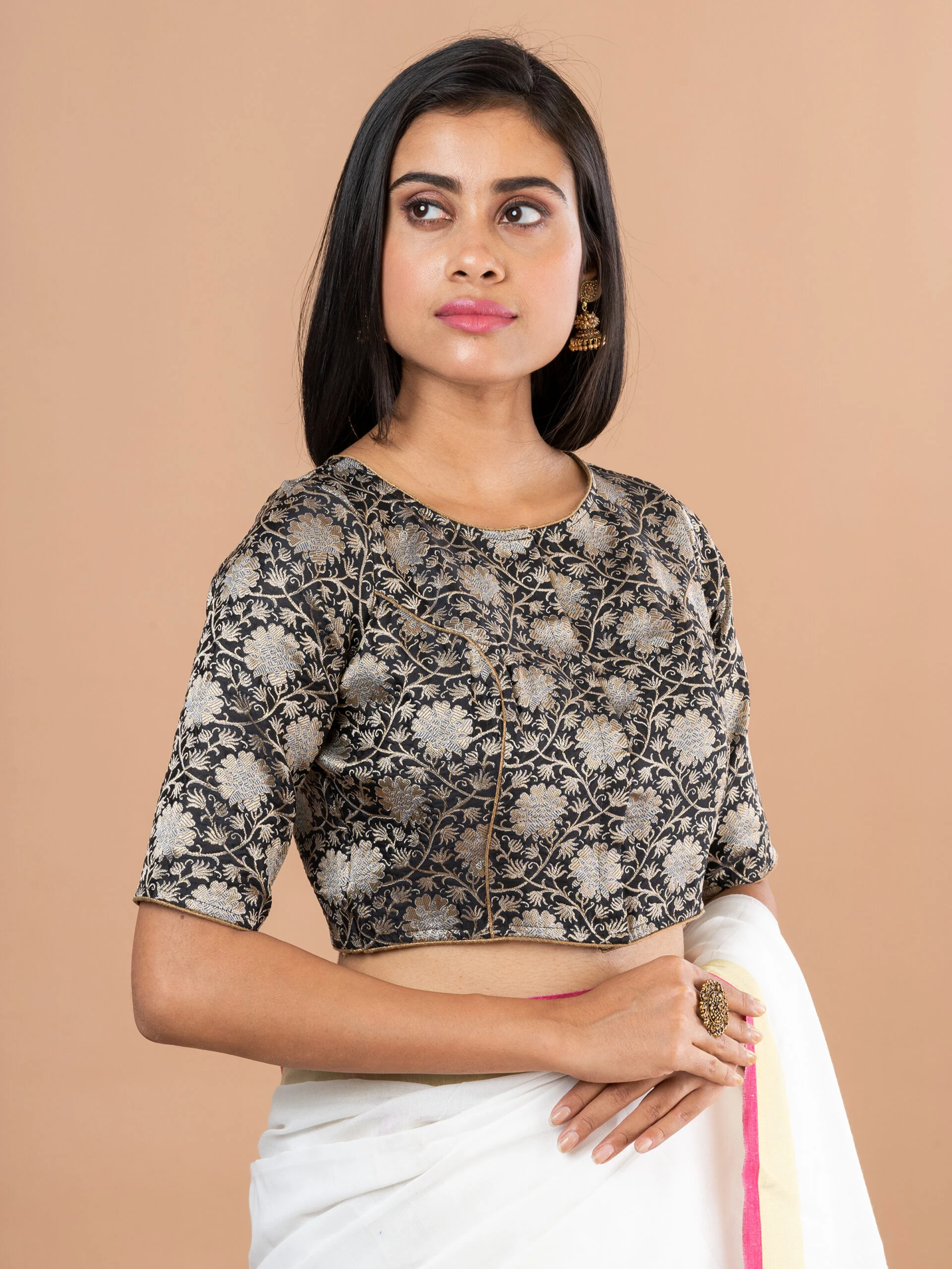 JALPAIBON Round Neck Women Blouse in Black