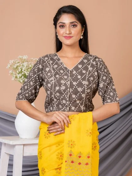 JALPAIBON V-Neck Women Blouse in Brown
