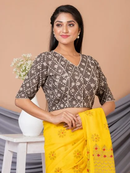 JALPAIBON V-Neck Women Blouse in Brown