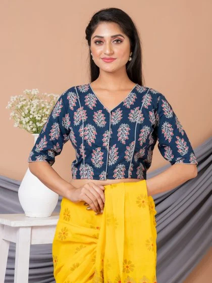 JALPAIBON V-Neck Women Blouse in Blue