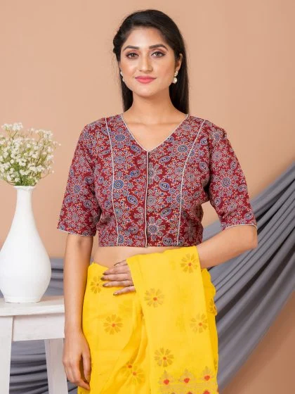 JALPAIBON V-Neck Women Blouse in Red