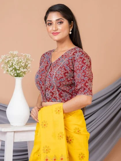 JALPAIBON V-Neck Women Blouse in Red