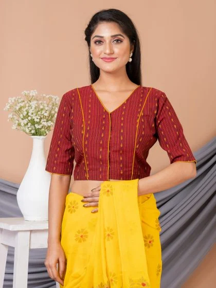 JALPAIBON V-Neck Women Blouse in Rust