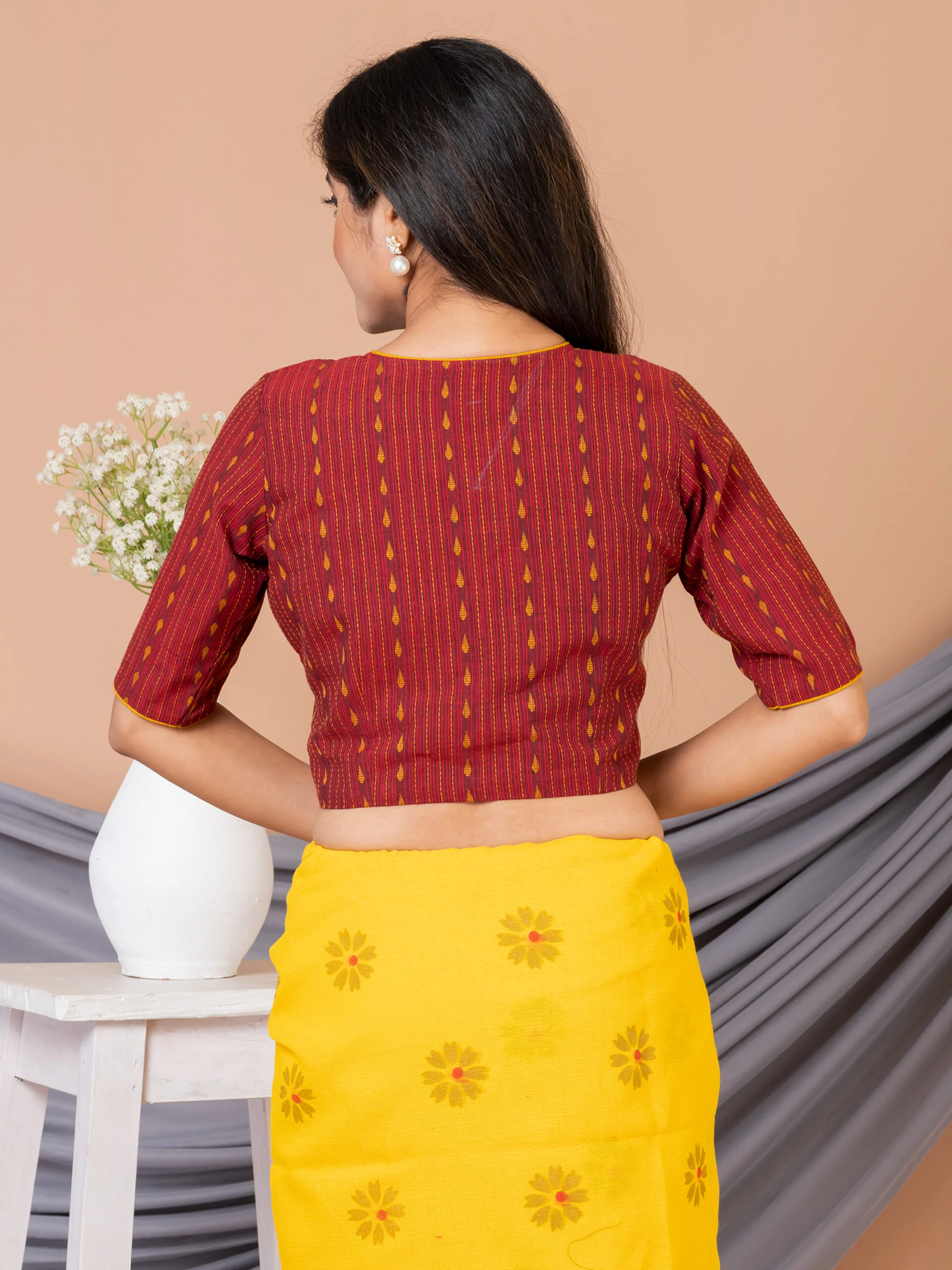 JALPAIBON V-Neck Women Blouse in Rust