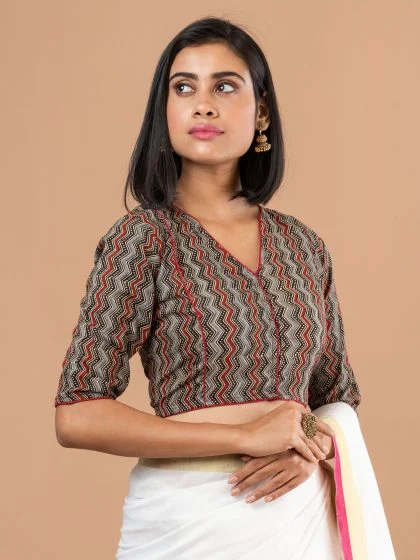 JALPAIBON V-Neck Women Blouse In Grey
