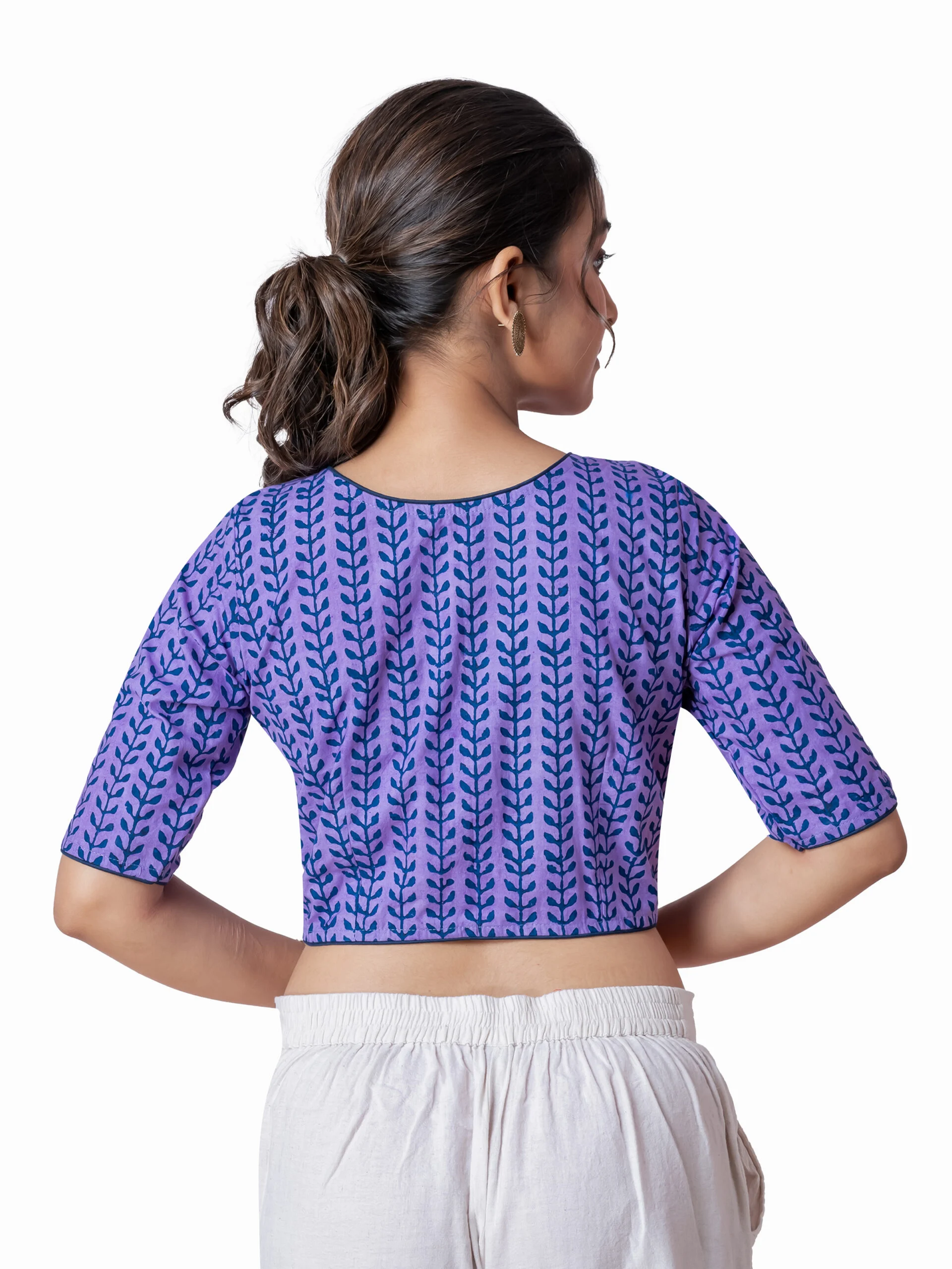 JALPBL-25_08_1414-scaled-1.jpg JALPAIBON Elegant Purple Round Neck Cotton Short Sleeve Blouse for Women