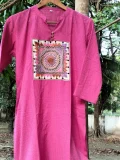 JALPAIBON Women’s Stylish Pink Cotton Kurti with Hand Embroidered Square Motif Design
