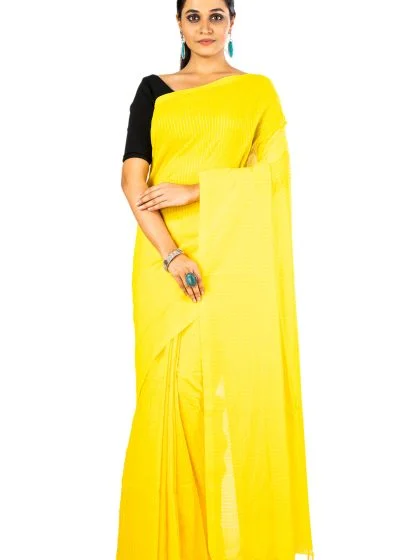 Jalpaibon Yellow Woven Handloom Pure Cotton Saree