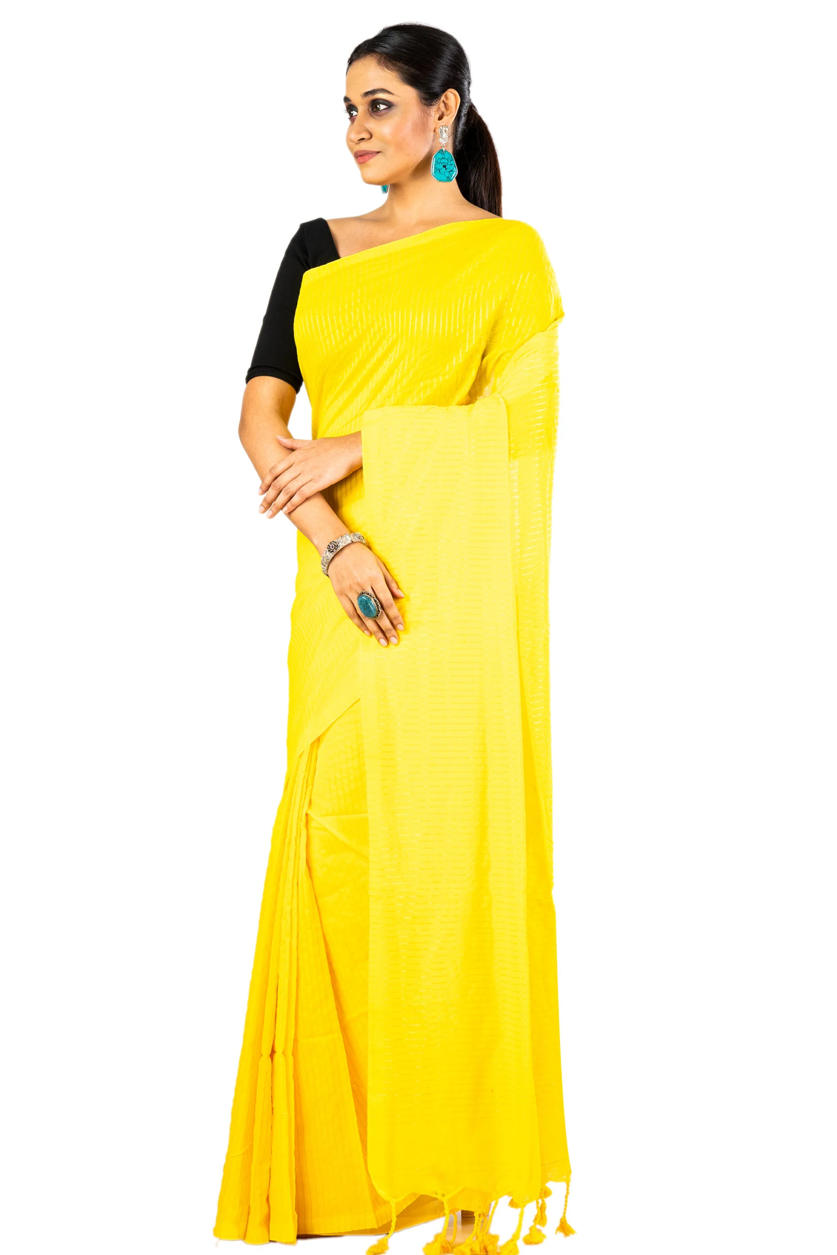 JALPSAR-211043_1-scaled-1.jpg Jalpaibon Yellow Woven Handloom Pure Cotton Saree
