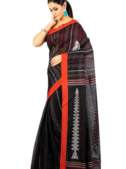 Jalpaibon Woven Black Handloom Silk Cotton Saree