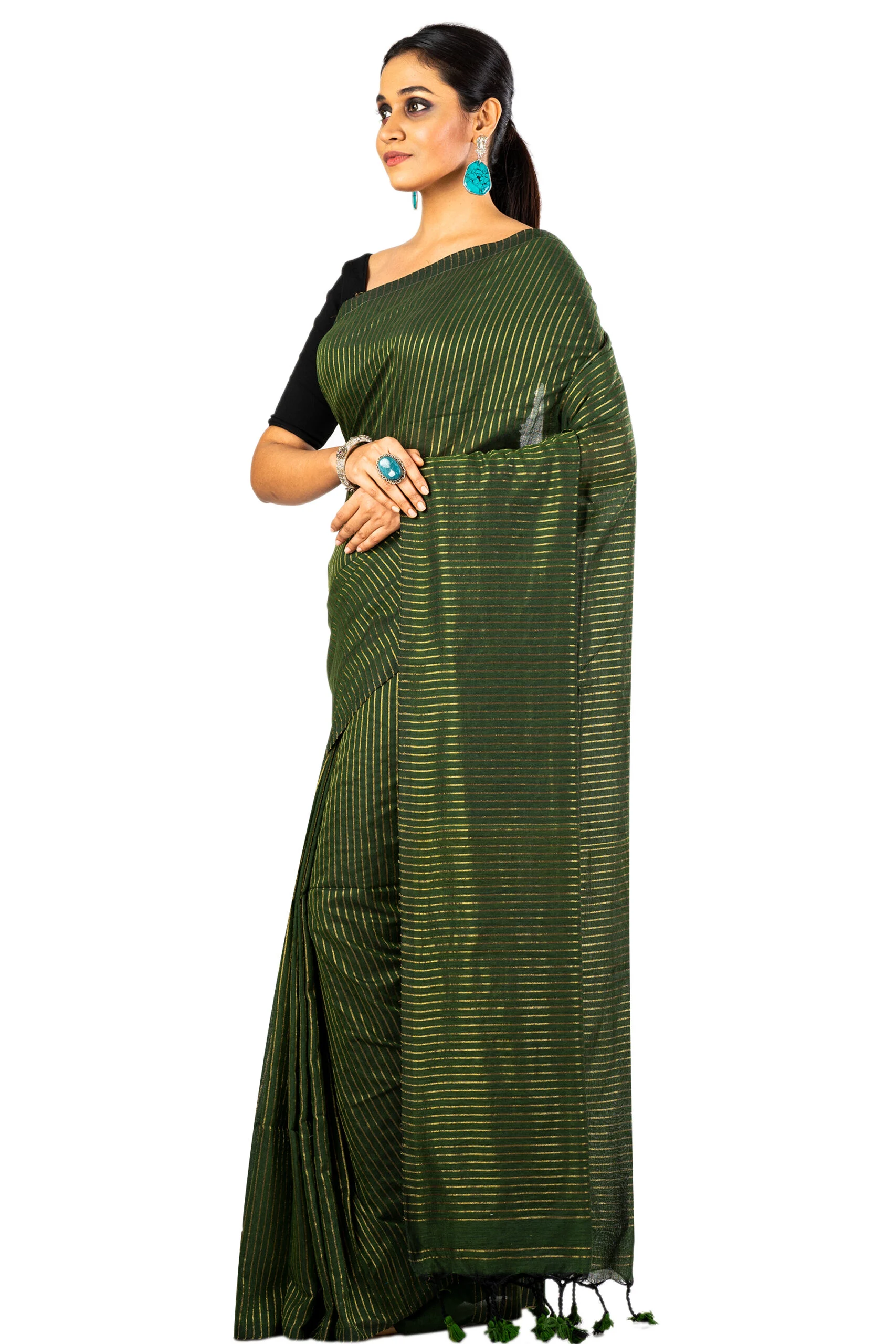 JALPSAR-211046_1-scaled-1.jpg Jalpaibon Green Self Woven Handloom Pure Cotton Saree