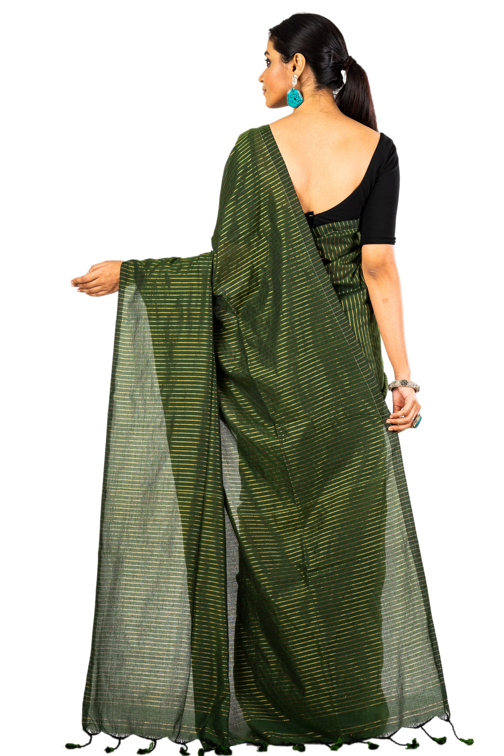 JALPSAR-211046_2-scaled-1.jpg Jalpaibon Green Self Woven Handloom Pure Cotton Saree