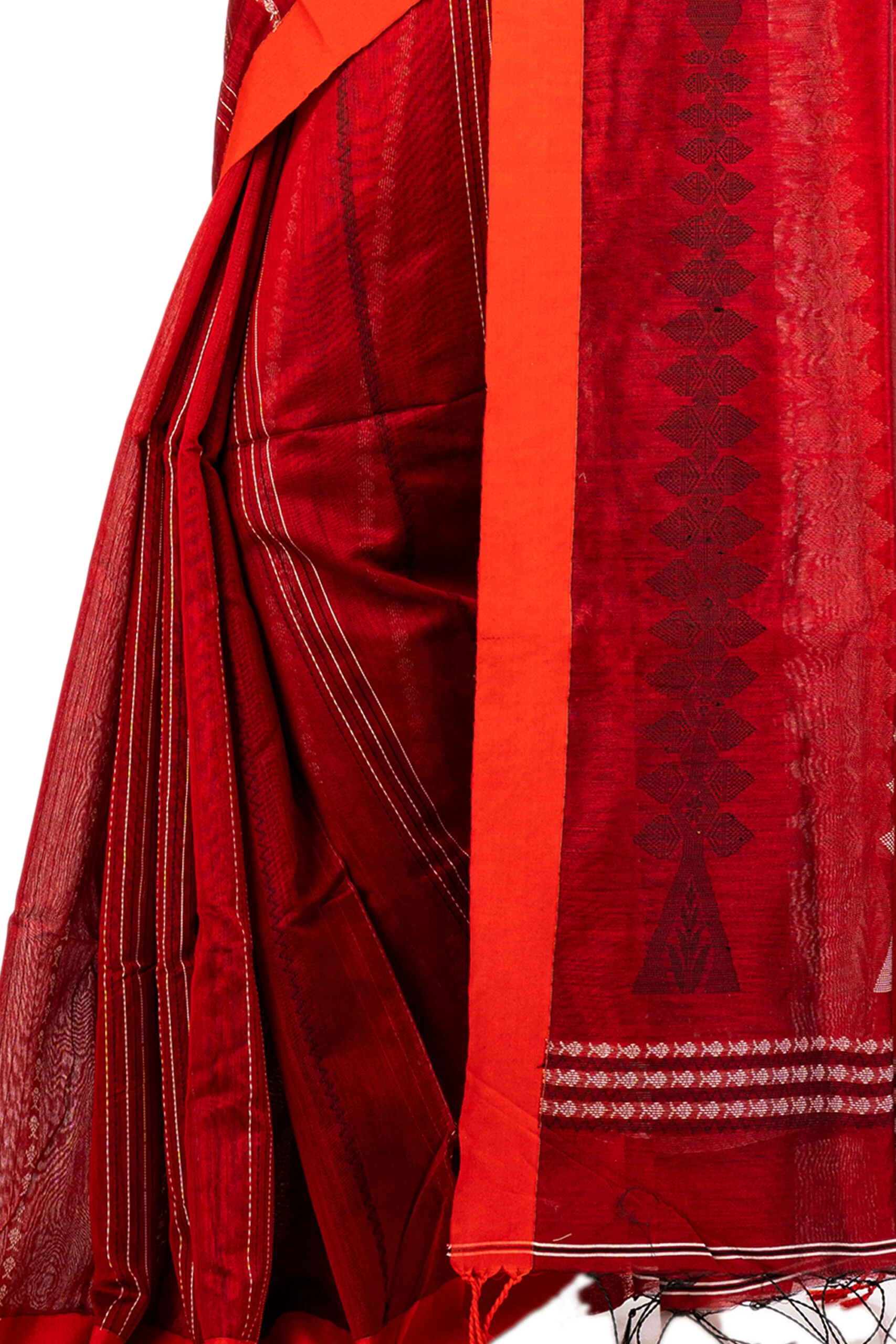 Jalpaibon Woven Red Handloom Silk Cotton Saree