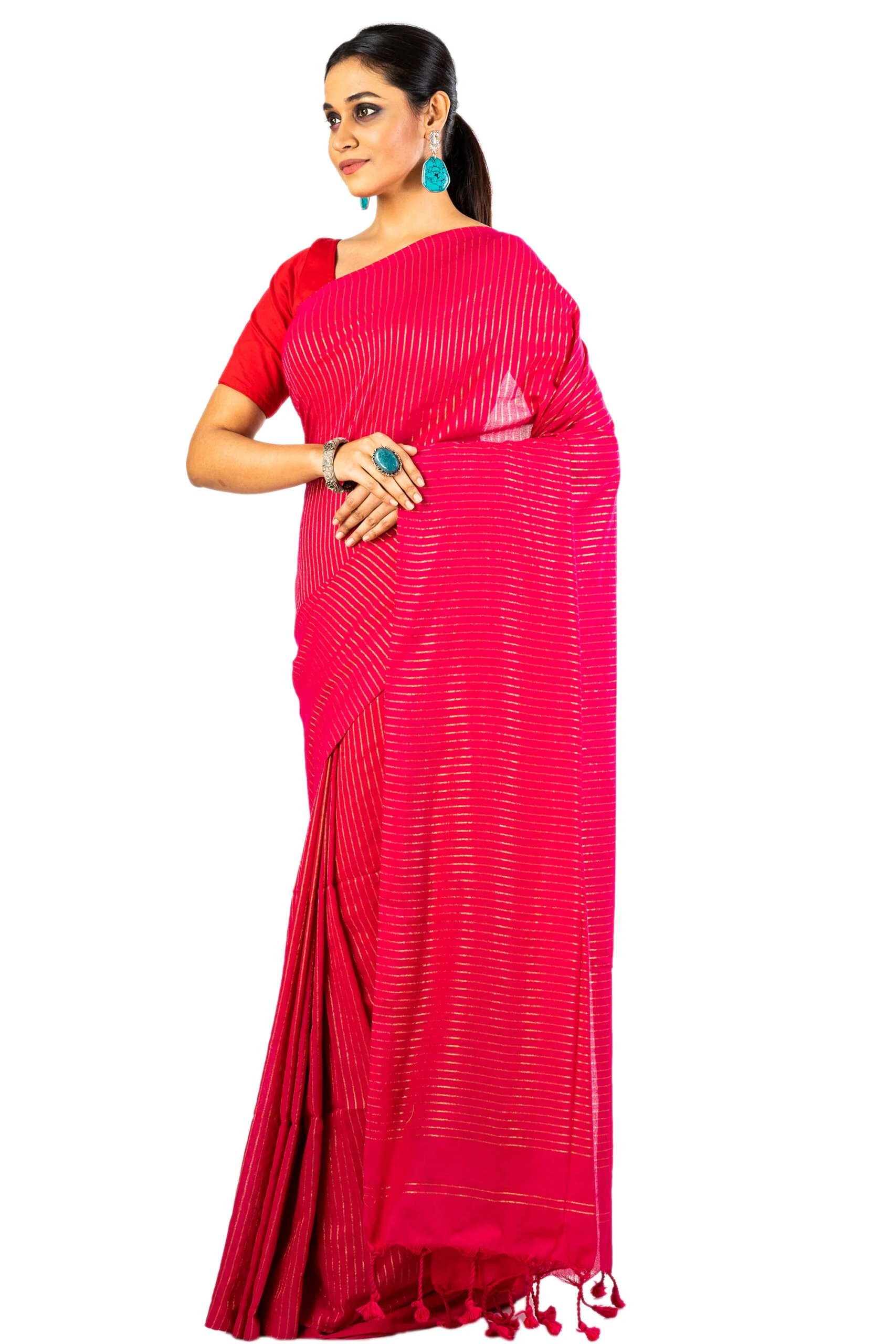 JALPSAR-211064_1-scaled-1.jpg Jalpaibon Red Self Woven Handloom Pure Cotton Saree
