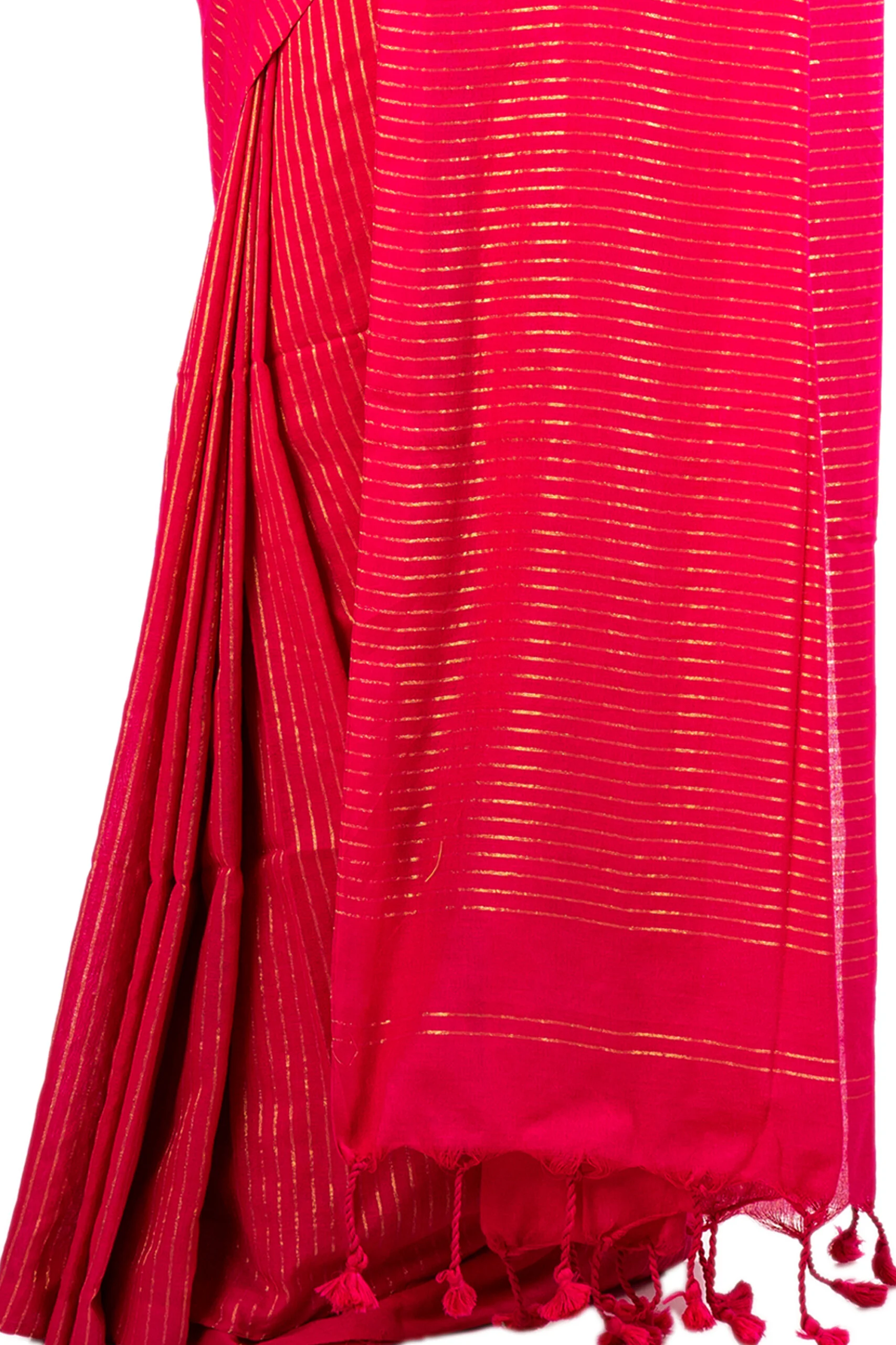JALPSAR-211064_2-scaled-1.jpg Jalpaibon Red Self Woven Handloom Pure Cotton Saree