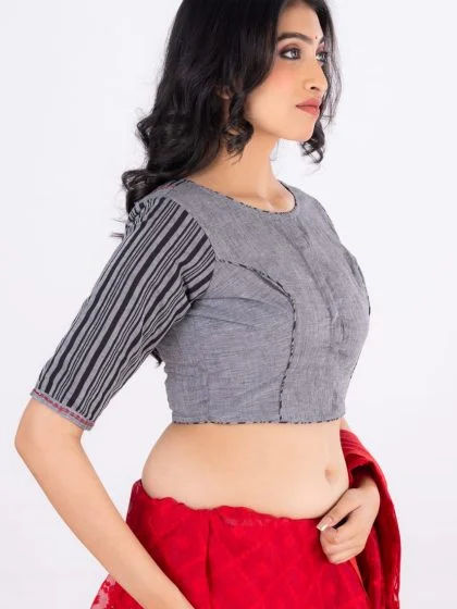 JALPAIBON Round Neck Women Blouse in Grey