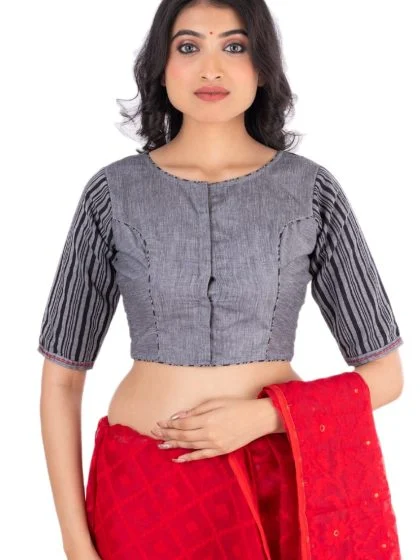 JALPAIBON Round Neck Women Blouse in Grey