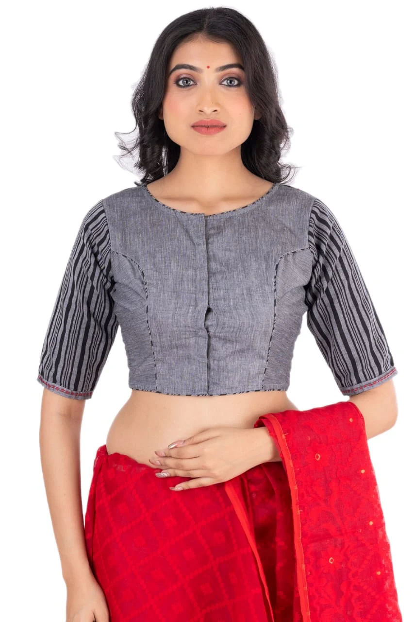 JALPAIBON Round Neck Women Blouse in Grey