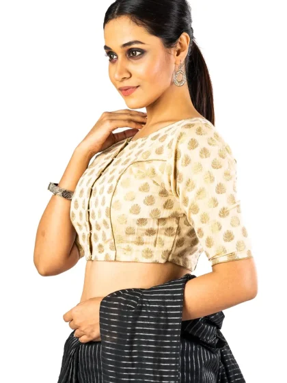 JALPAIBON Round Neck Women Blouse in Gold