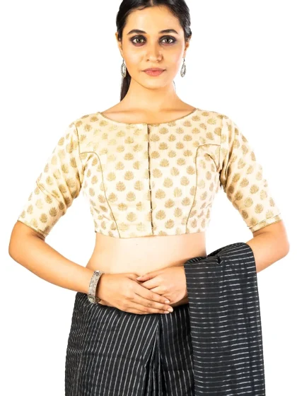 JALPAIBON Round Neck Women Blouse in Gold