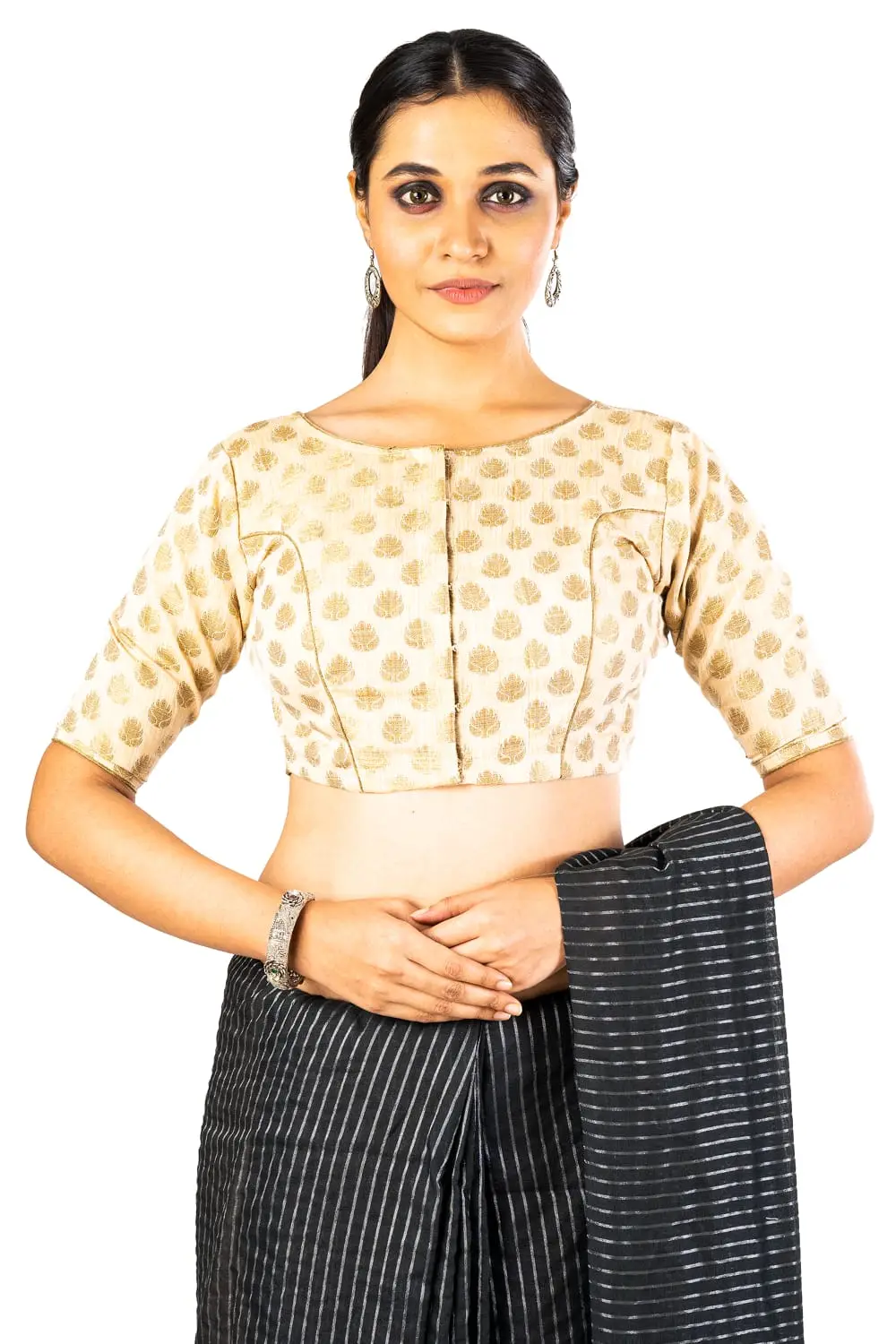 JALPAIBON Round Neck Women Blouse in Gold