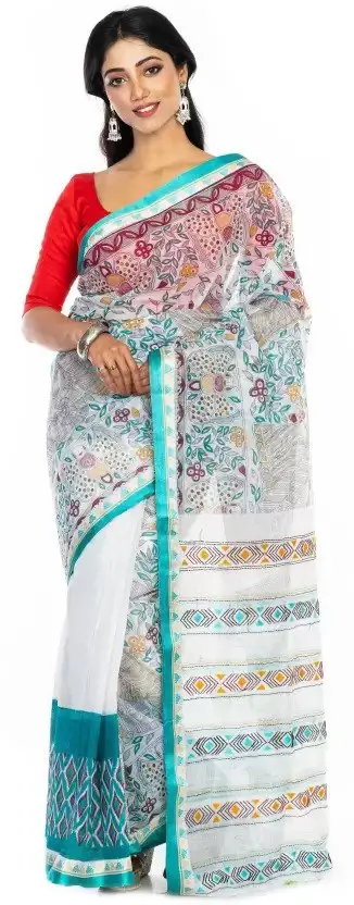 Solid/Plain Daily Wear Cotton Blend Saree