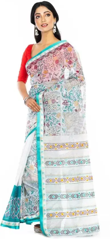 Solid/Plain Daily Wear Cotton Blend Saree