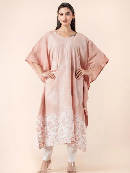 Jalpaibon Peach Cotton Women Kaftan