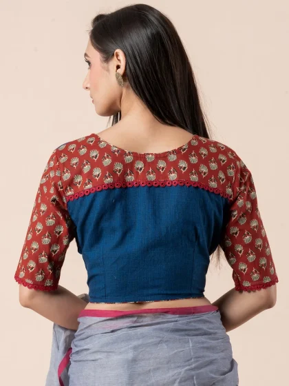Jalpaibon Blue Cotton Blouse